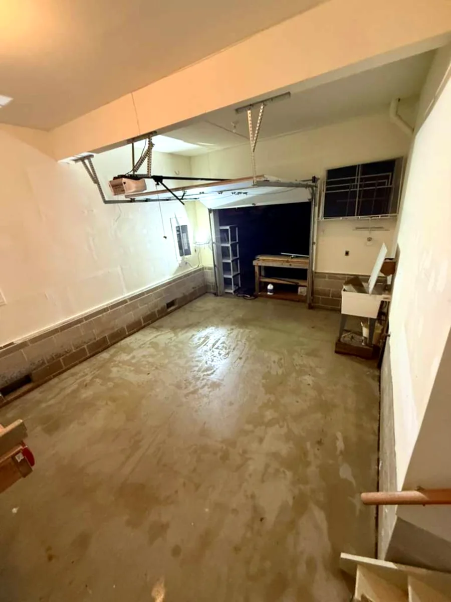 Garage concrete floor before epoxy coating